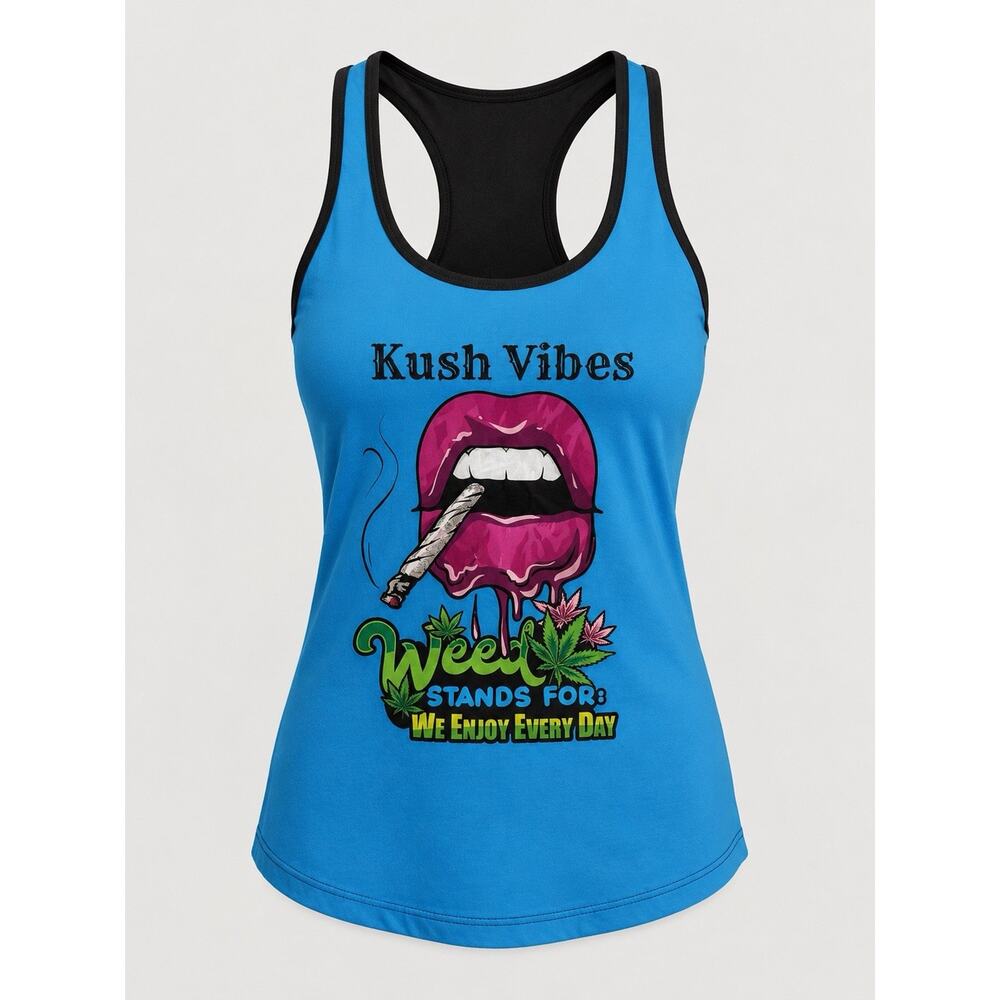 Kush Vibes Weed Stands For We Enjoy Every Day Racerback Tank Top XL NWOT